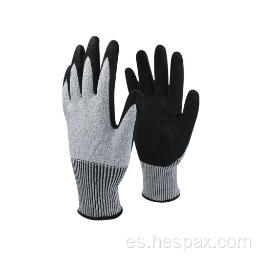 Guantes de trabajo anti-Slip recubierto de nitrilo Hespax HPPPE HPPE